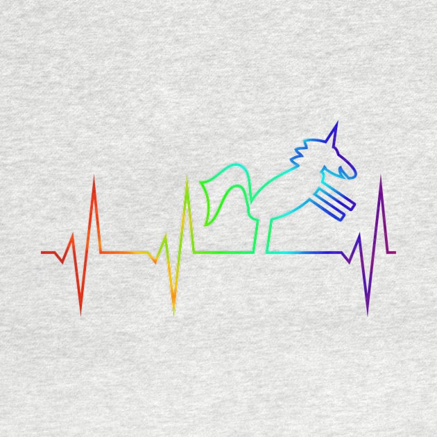 Unicorn heartbeat curve in rainbow colors by FancyTeeDesigns